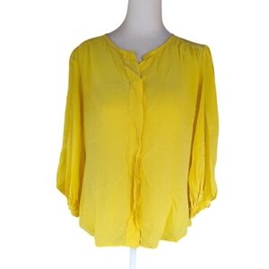 Anthropologie Hutch Daffodil Yellow Button Front Silk Blouse Size 4